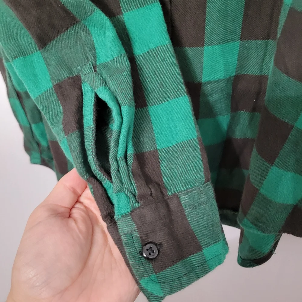 Ralph Lauren Green Buffalo Plaid Button Down Shirt Size Boys XL (18-20) Flannel
